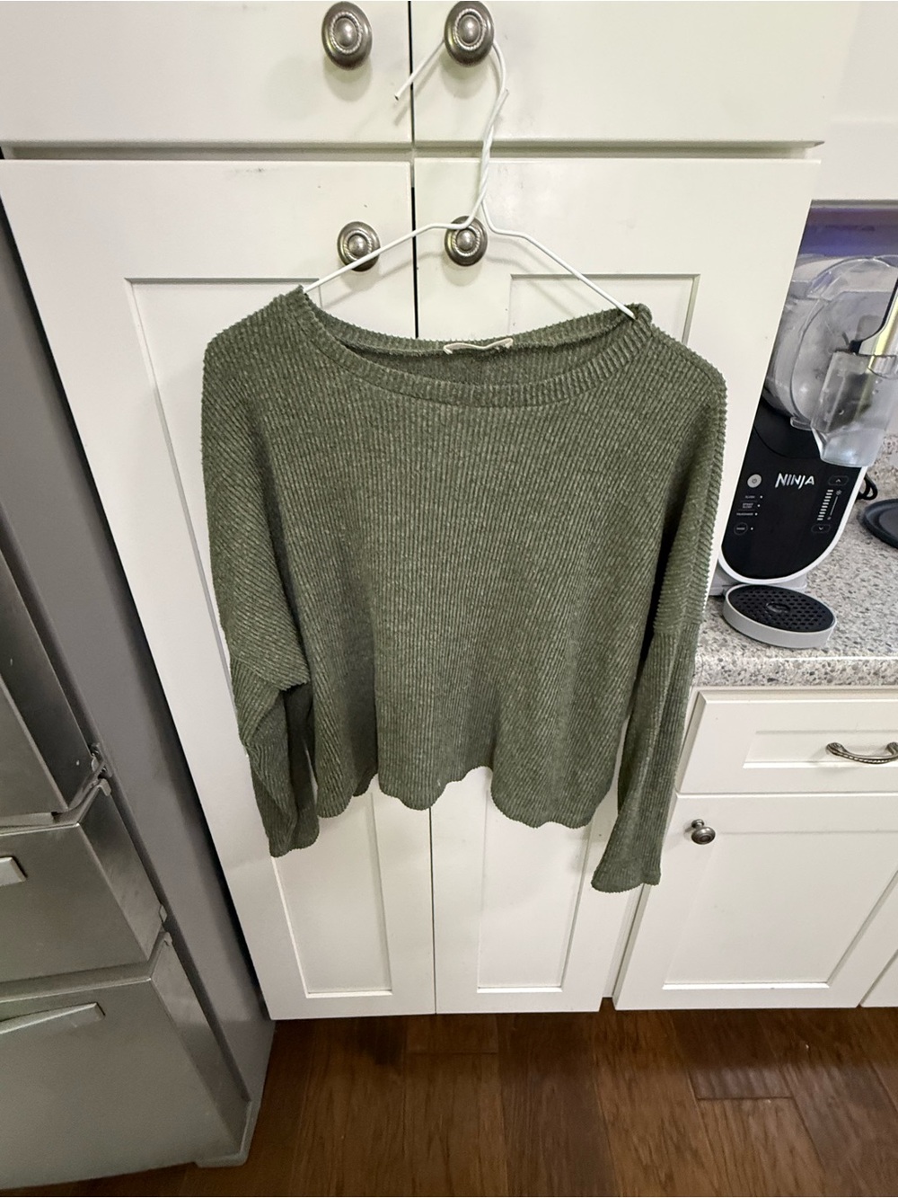 Zenana Outfitters Olive Green Ribbed Knit Pullover